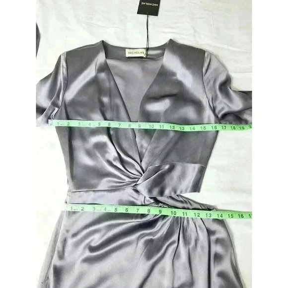 NICHOLAS Alezia Gray Twist Front Cutout Satin Side Slit Dress Sz 2 Msrp $498 - Picture 11 of 14